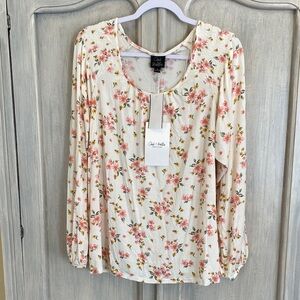 Floral Blouse - Cream and Pink